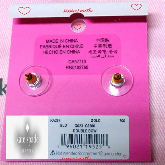 ♠️ Kate Spade ♠️️ Gold Double Bow Stud Earrings - Picture 3 of 7